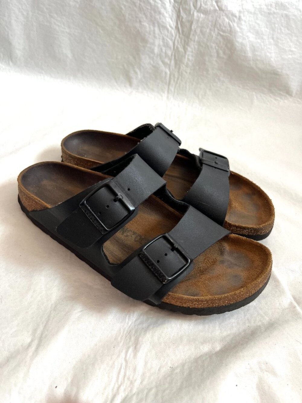 Birkenstock sandals Arizona EU 40 womens 9 9.5 black faux leather slides 2 strap